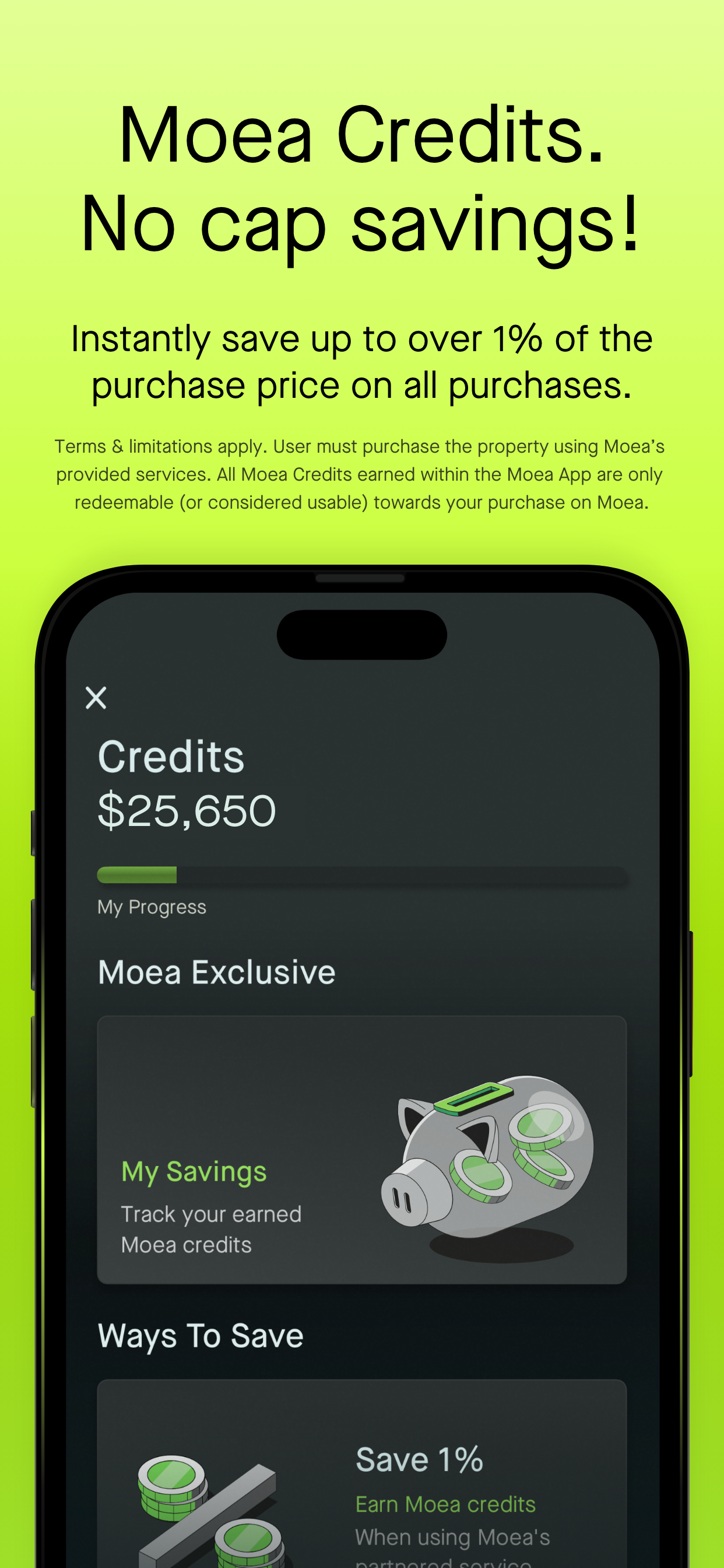 Savings screen